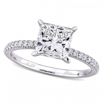 Princess Cut Lab Grown Diamond Engagement Ring 14K White Gold (2.16ct)