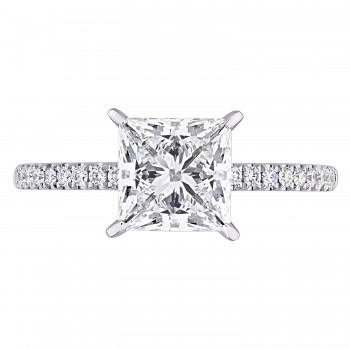 Princess Cut Lab Grown Diamond Engagement Ring 14K White Gold (2.16ct)
