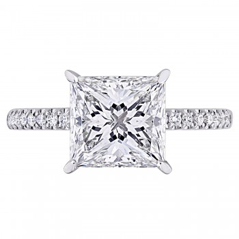 Princess Cut Lab Grown Diamond Engagement Ring 14K White Gold (3.16ct)