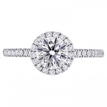 Round Cut Lab Grown Diamond Halo Engagement Ring 14K White Gold (1.32ct)