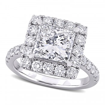 Princess Cut Lab Grown Diamond Engagement Ring 14K White Gold (4.30ct)