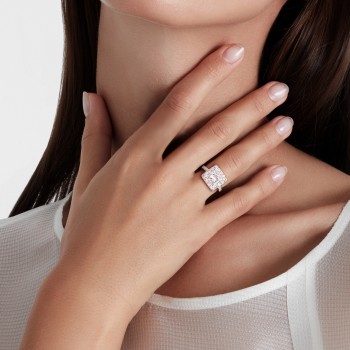 Princess Cut Lab Grown Diamond Engagement Ring 14K White Gold (4.30ct)