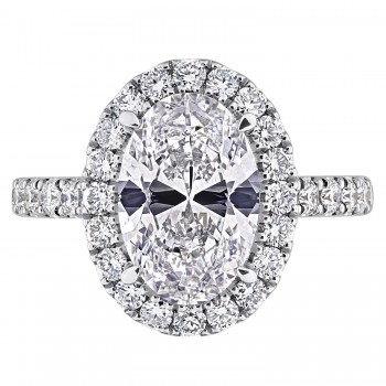 Oval Cut Lab Grown Diamond Halo Engagement Ring 14K White Gold (3.91ct)