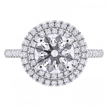 Round Cut Lab Grown Diamond Double Halo Ring 14K White Gold (2.52ct)