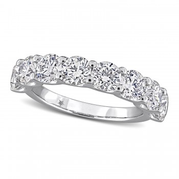 Round Cut Lab Grown Diamond Semi-Eternity Ring 14K White Gold (2.95ct)