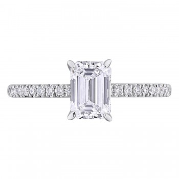 Emerald Cut Lab Grown Diamond Engagement Ring 14K White Gold (1.16ct)