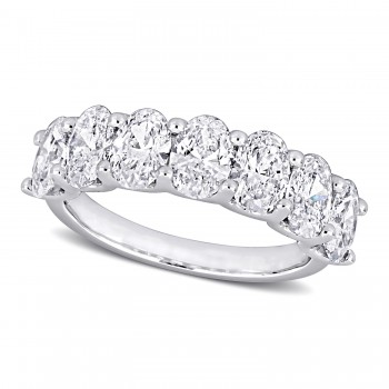 Oval Cut Lab Grown Diamond Semi-Eternity Ring 14K White Gold (3.00ct)