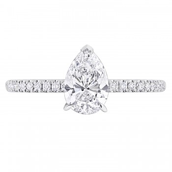 Pear Cut Lab Grown Diamond Engagement Ring 14K White Gold (1.16ct)