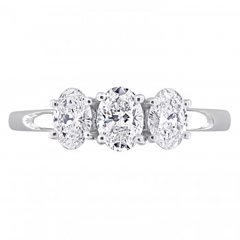 Oval Cut Lab Grown Diamond 3-Stone Ring 14K White Gold (1.00ct)