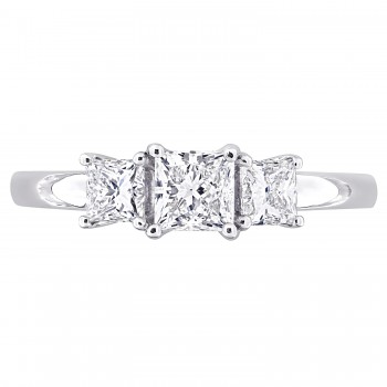 Princess Cut Lab Grown Diamond 3-Stone Ring 14K White Gold (1.00ct)