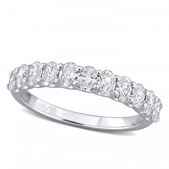 Oval Cut Lab Grown Diamond Semi-Eternity Ring 14K White Gold (0.99ct)