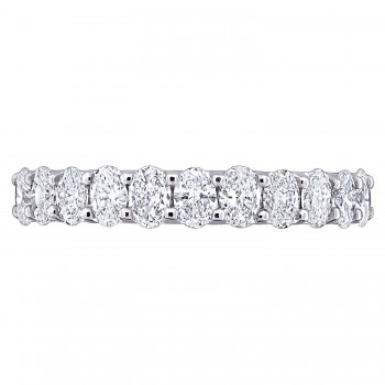 Oval Cut Lab Grown Diamond Semi-Eternity Ring 14K White Gold (0.99ct)