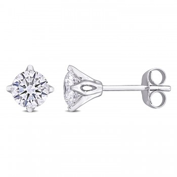 Round Cut Lab Grown Diamond Stud Earrings 14k White Gold (1.00ct)