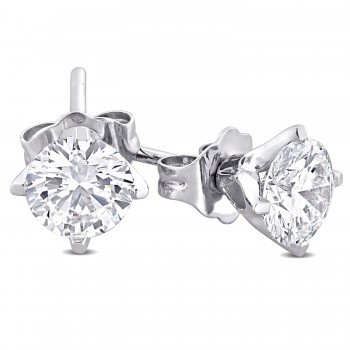 Round Cut Lab Grown Diamond Stud Earrings 14k White Gold (1.00ct)