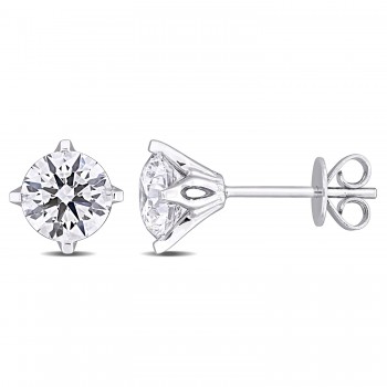 Round Cut Lab Grown Diamond Stud Earrings 14k White Gold (2.00ct)