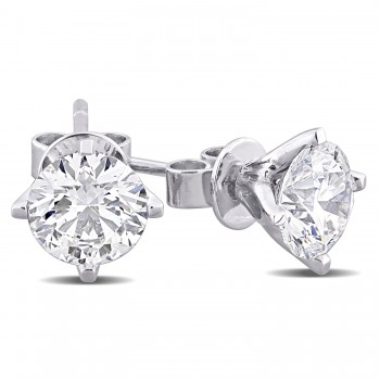 Round Cut Lab Grown Diamond Stud Earrings 14k White Gold (2.00ct)