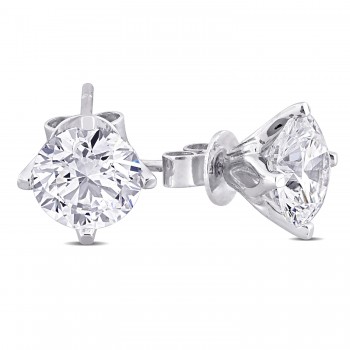 Round Cut Lab Grown Diamond Stud Earrings 14k White Gold (3.00ct)