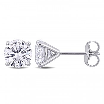Round Cut Lab Grown Diamond Stud Earrings 14k White Gold (2.00ct)