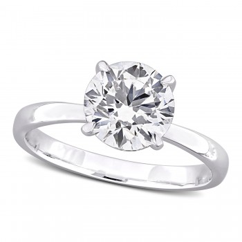 Round Cut Lab Grown Diamond Solitaire Ring 14K White Gold (3.12ct)