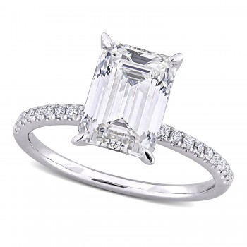 Emerald Cut Lab Grown Diamond Engagement Ring 14K White Gold (3.11ct)