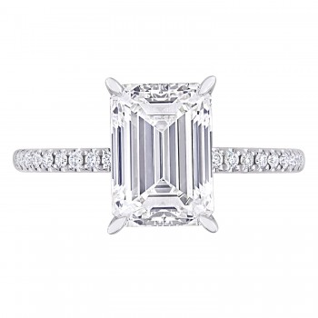 Emerald Cut Lab Grown Diamond Engagement Ring 14K White Gold (3.11ct)