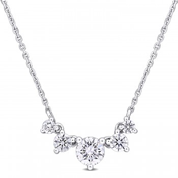 Round Cut Lab Grown Diamond 5-Stone Necklace 14K White Gold (0.64ct)