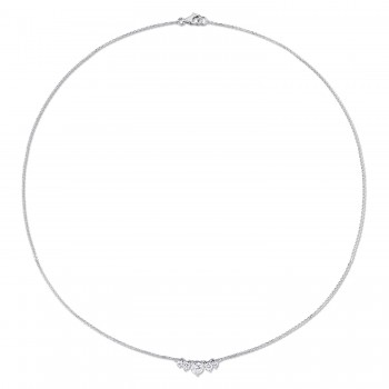 Round Cut Lab Grown Diamond 5-Stone Necklace 14K White Gold (0.64ct)