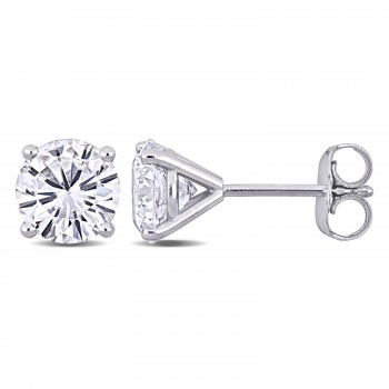 Round Cut Lab Grown Diamond Stud Earrings 14k White Gold (2.00ct)