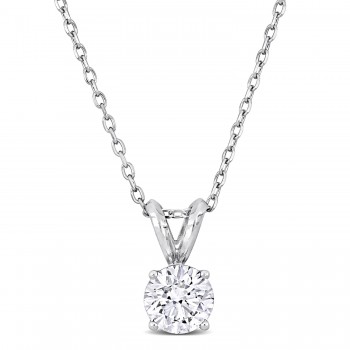 Round Cut Lab Grown Diamond Solitaire Pendant Platinum (1.00ct)