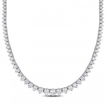 Round Cut Lab Grown Diamond Tennis Necklace 14K White Gold (20.65ct)