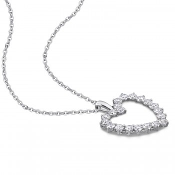 Round Cut Lab Grown Diamond Heart Pendant 14K White Gold (2.00ct)