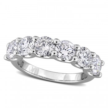 Round Cut Lab Grown Diamond Semi-Eternity Ring 14K White Gold (3.00ct)