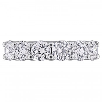 Round Cut Lab Grown Diamond Semi-Eternity Ring 14K White Gold (3.00ct)