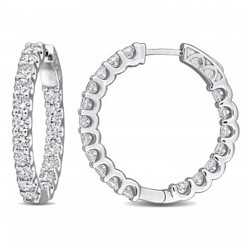 Round Cut Lab Grown Diamond Hoop Earrings 14k White Gold (3.60ct)