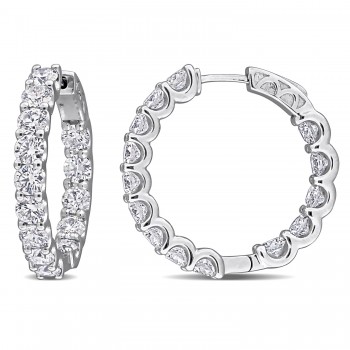 Round Cut Lab Grown Diamond Hoop Earrings 14k White Gold (7.00ct)