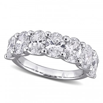 Oval Cut Lab Grown Diamond Semi-Eternity Ring 14K White Gold (3.50ct)