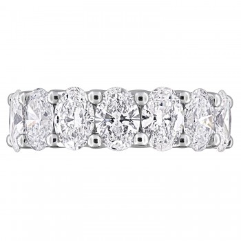 Oval Cut Lab Grown Diamond Semi-Eternity Ring 14K White Gold (3.50ct)