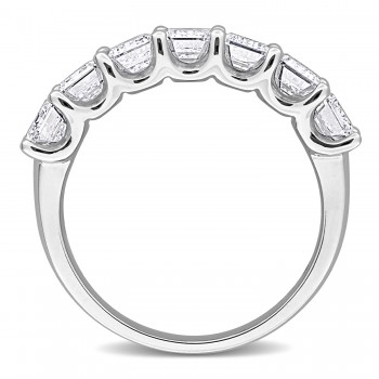 Emerald Cut Lab Grown Diamond Semi-Eternity Ring 14K White Gold (3.50ct)