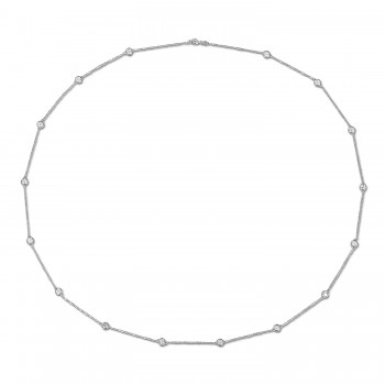 Round Cut Lab Grown Diamond Station Necklace 14K White Gold (4.00ct)