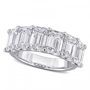 Emerald Cut Lab Grown Diamond Semi-Eternity Ring 14K White Gold (6.00ct)