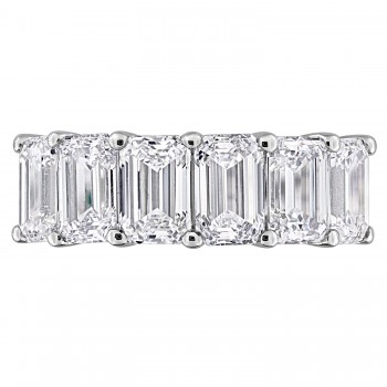 Emerald Cut Lab Grown Diamond Semi-Eternity Ring 14K White Gold (6.00ct)