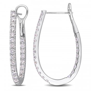 Round Cut Lab Grown Diamond Hoop Earrings 14k White Gold (2.20ct)