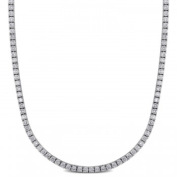 Round Cut Lab Grown Diamond Tennis Necklace 14K White Gold (12.27ct)