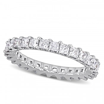 Princess Cut Lab Grown Diamond Eternity Ring 14K White Gold (1.89ct)