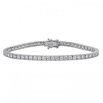 Round Cut Lab Grown Diamond Tennis Bracelet 14K White Gold (4.48ct)