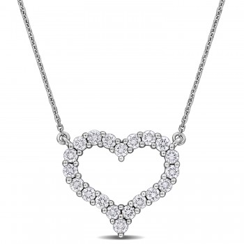 Round Cut Lab Grown Diamond Heart Pendant 14K White Gold (1.00ct)
