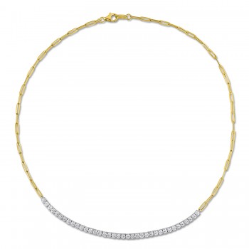 Round Cut Lab Grown Diamond Tennis Necklace 14K Two-Tone Gold (1.60ct)