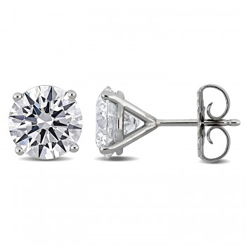 Round Cut Lab Grown Diamond Stud Earrings 14k White Gold (4.02ct)