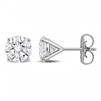 Round Cut Lab Grown Diamond Stud Earrings 14k White Gold (3.00ct)