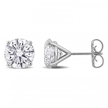 Round Cut Lab Grown Diamond Stud Earrings 14k White Gold (5.00ct)